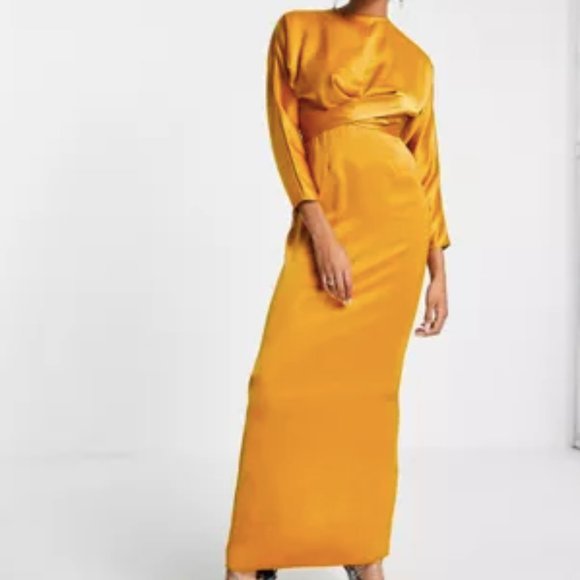 silk dress for women Gaâla Coralie Silk Maxi Bridesmaid Dress V-Neck Tailored Waist Fluid Skirt Elegant Upcycled Heavyweight Stretch Evening Gown
